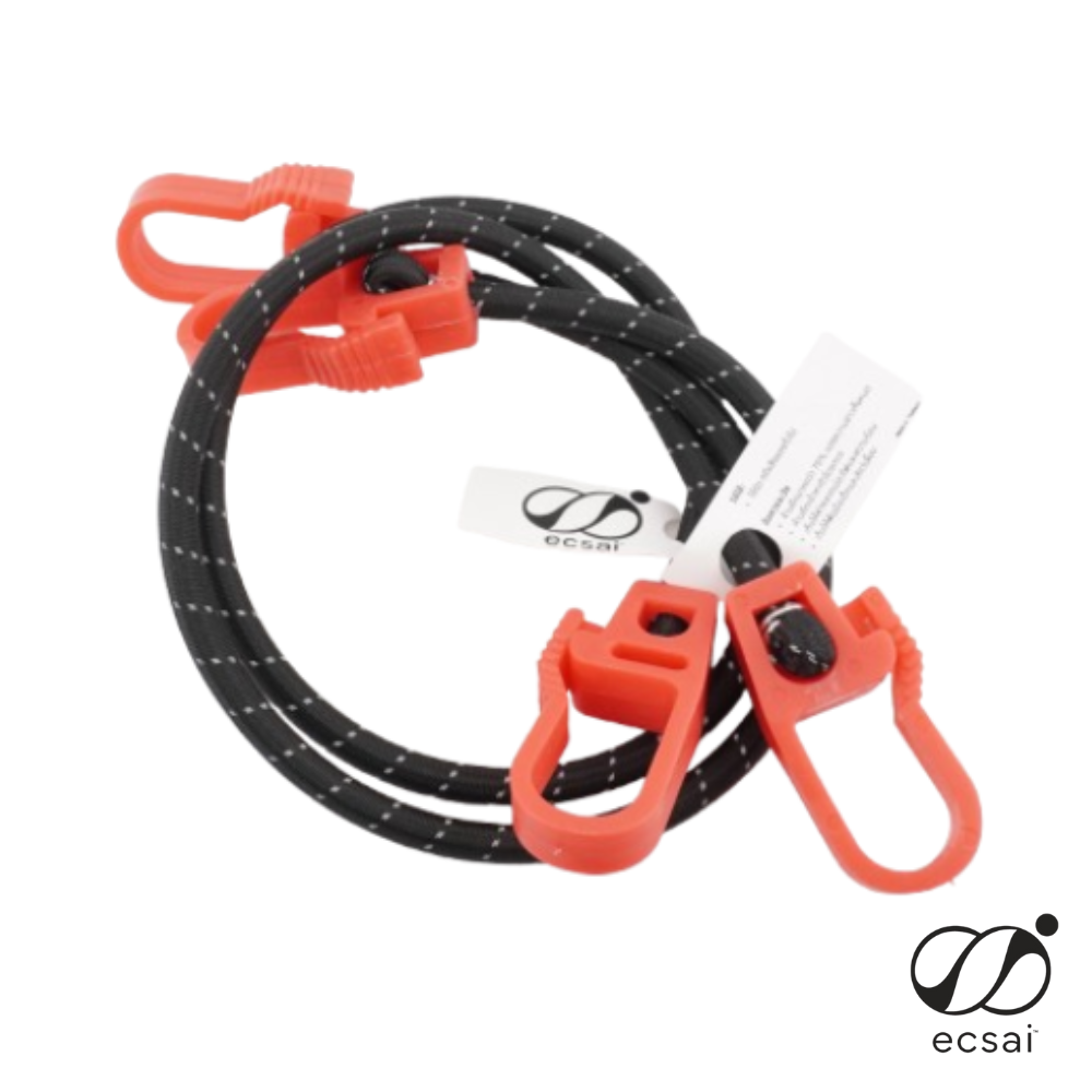 สายรัดยางยืด พร้อมตะขอพลาสติก ECSAI ขนาด 8 มม. ยาว 100 ซม. สีดำ-รีเฟล็กซ์ (แพค 2 ชิ้น)_0